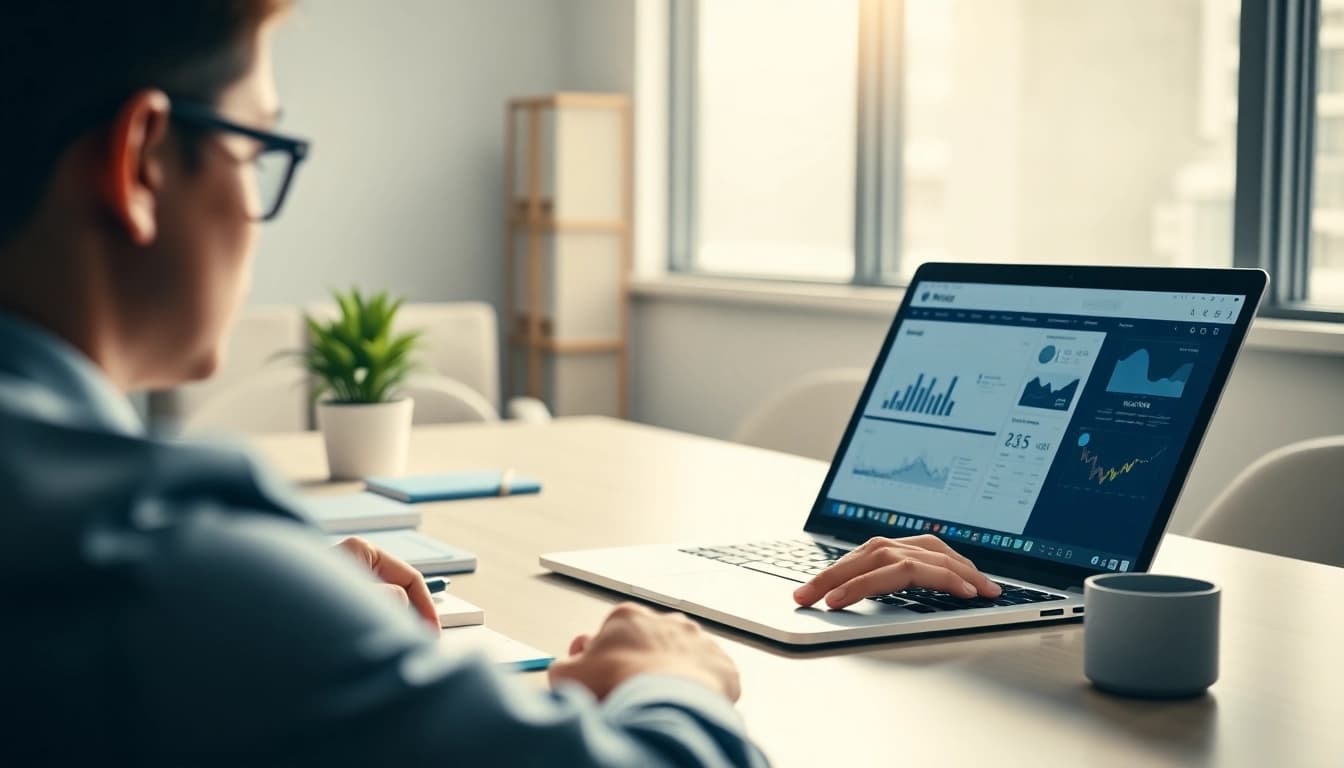 在专业办公室环境中，现代笔记本上运行的 WPS Office。