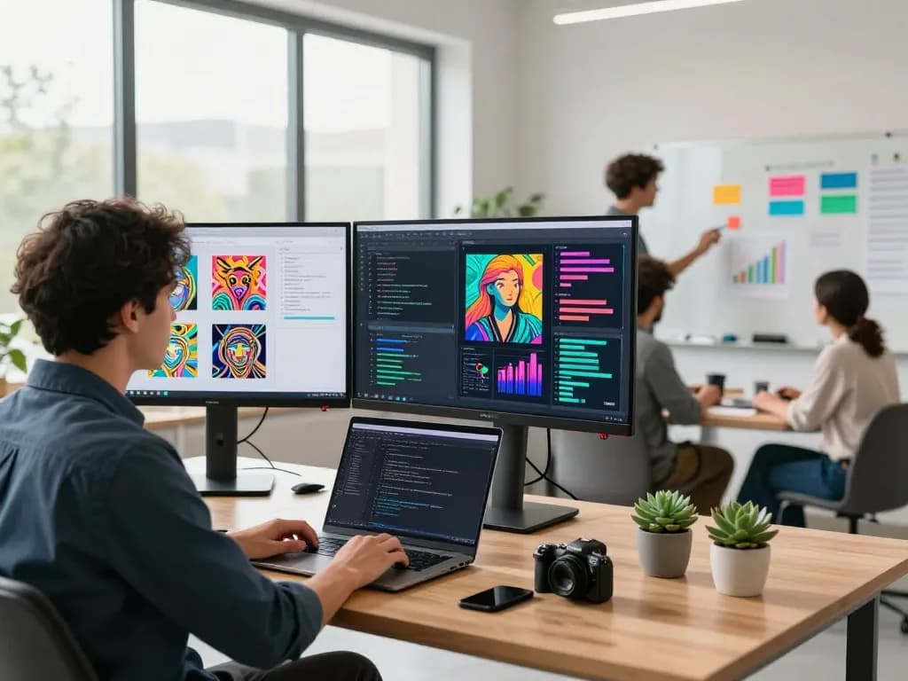 Transforming images into prompts using AI technology in a dynamic workspace.