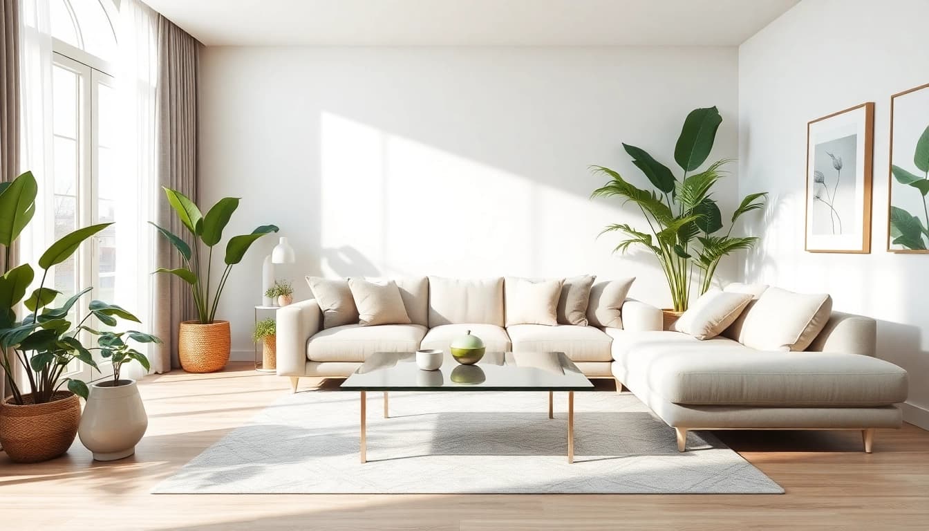 Experience seamless living in a harmonious, minimalistic interior space with natural lighting.