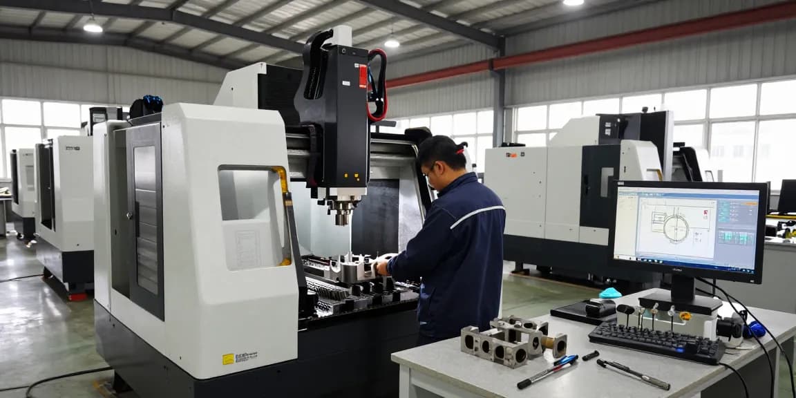 Precision CNC machining supplier workshop with skilled machinist operating a CNC milling machine.
