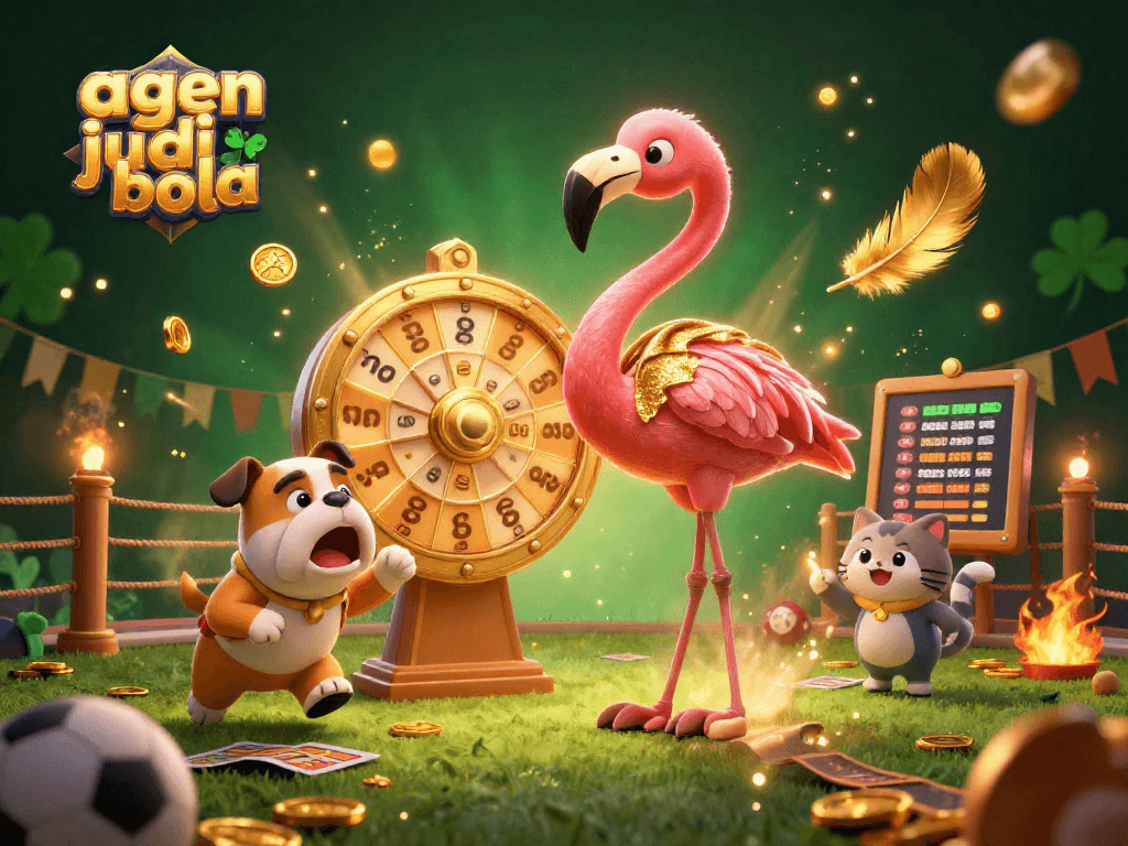 Experience thrilling sports betting action with agen judi bola in an interactive 3D game scene depicting dynamic elements.