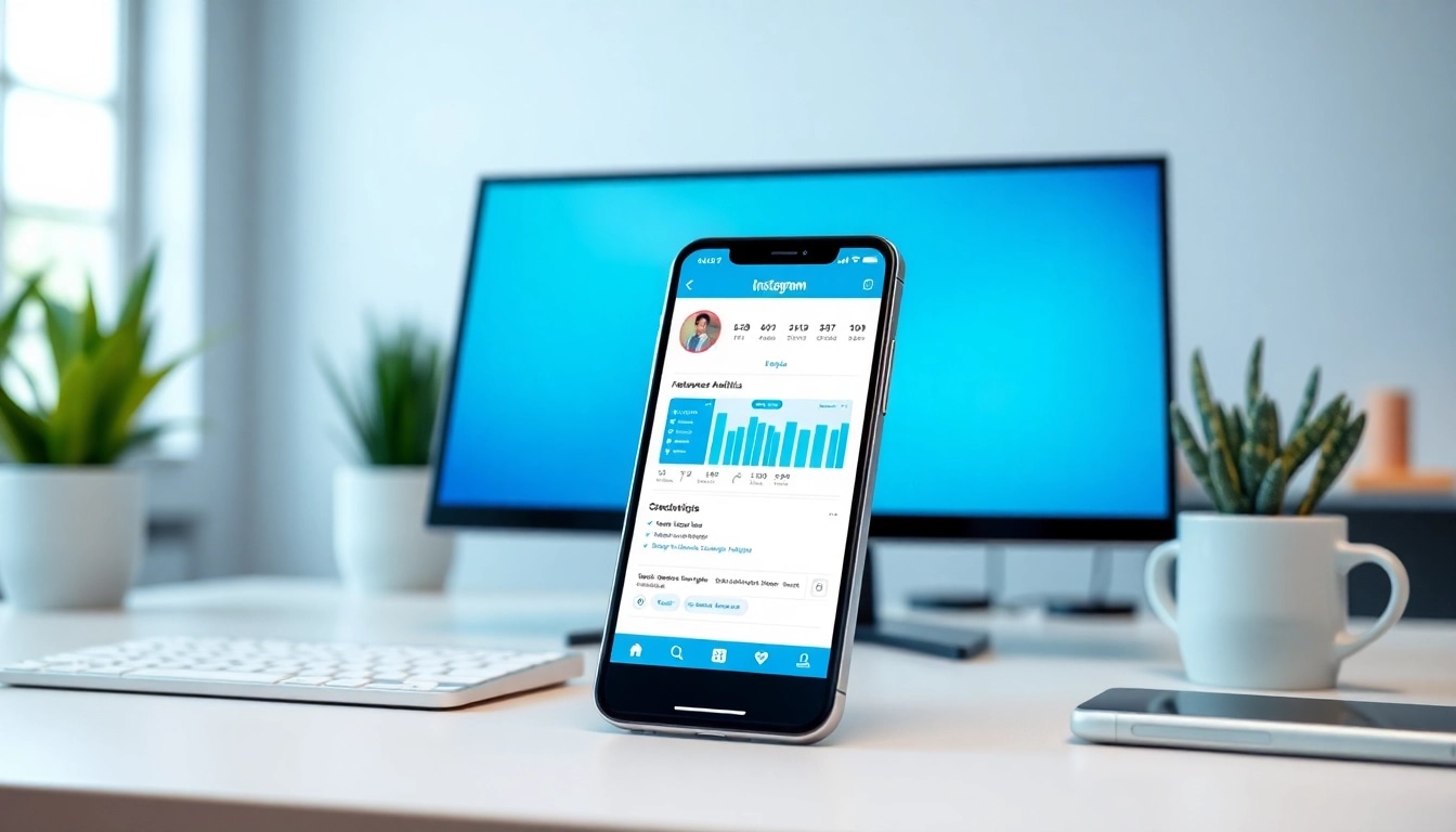 インスタ フォロワー購入 おすすめを示す魅力的なスマートフォンの画面とデスクトップのセットアップ。