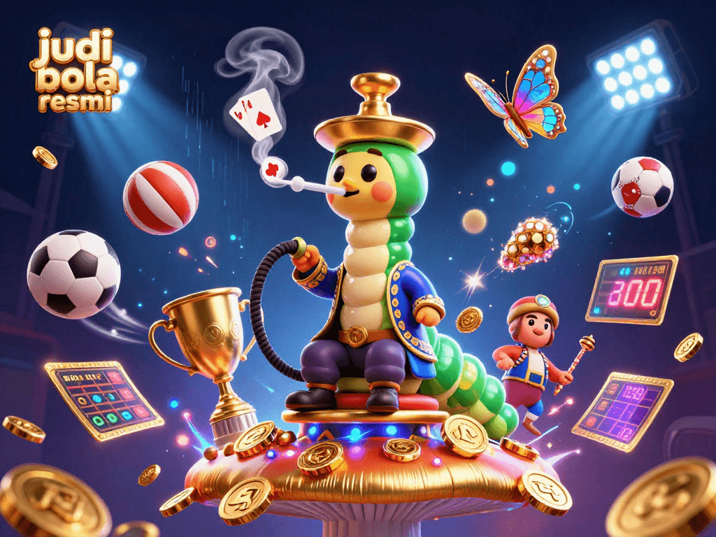 Place bets on judi bola resmi with dynamic sports action and competitive odds in a vibrant illustrated scene