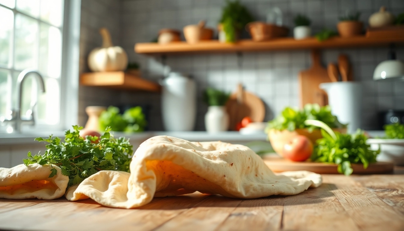 Kaasdoek elegantly displayed on a wooden table with fresh ingredients, inviting culinary creativity.