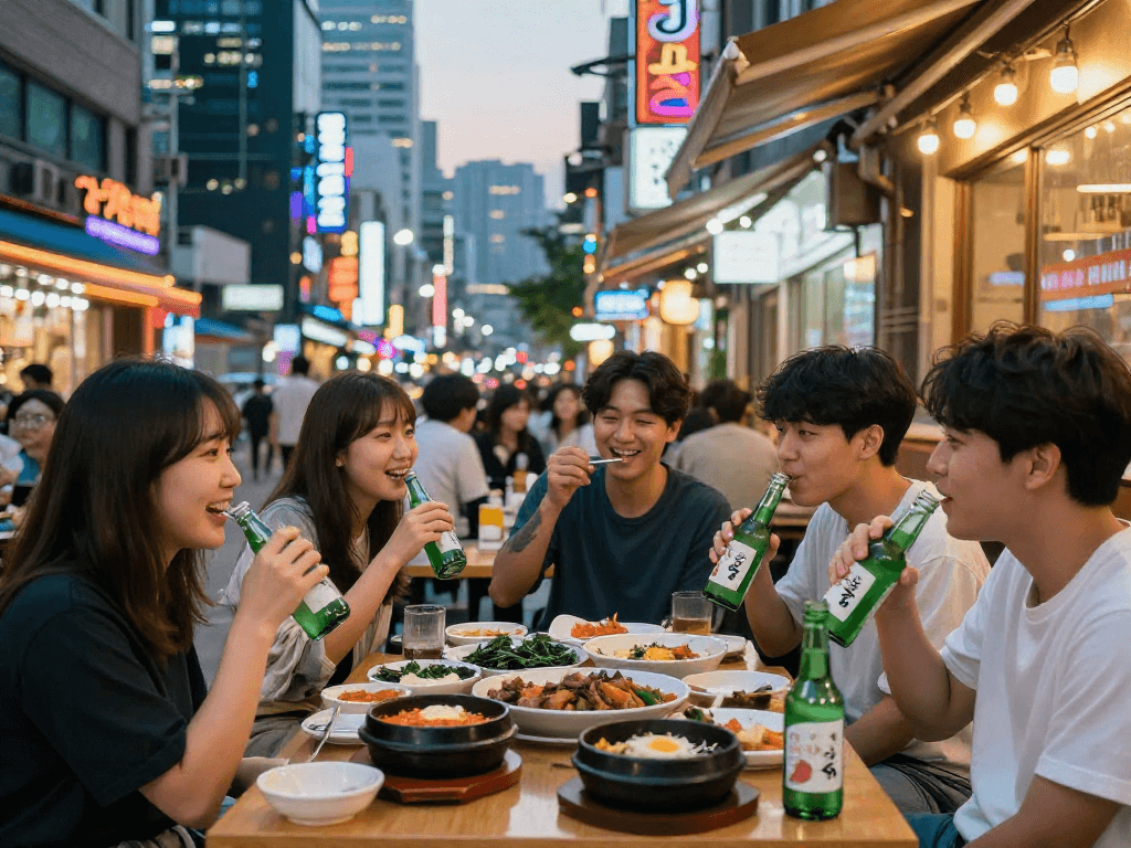 강남 달토에서 고급스럽고 다채로운 전통 요리와 친구들이 함께하는 모습