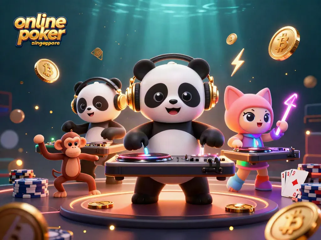 Engaging illustration of online poker singapore with vibrant characters and casino elements.