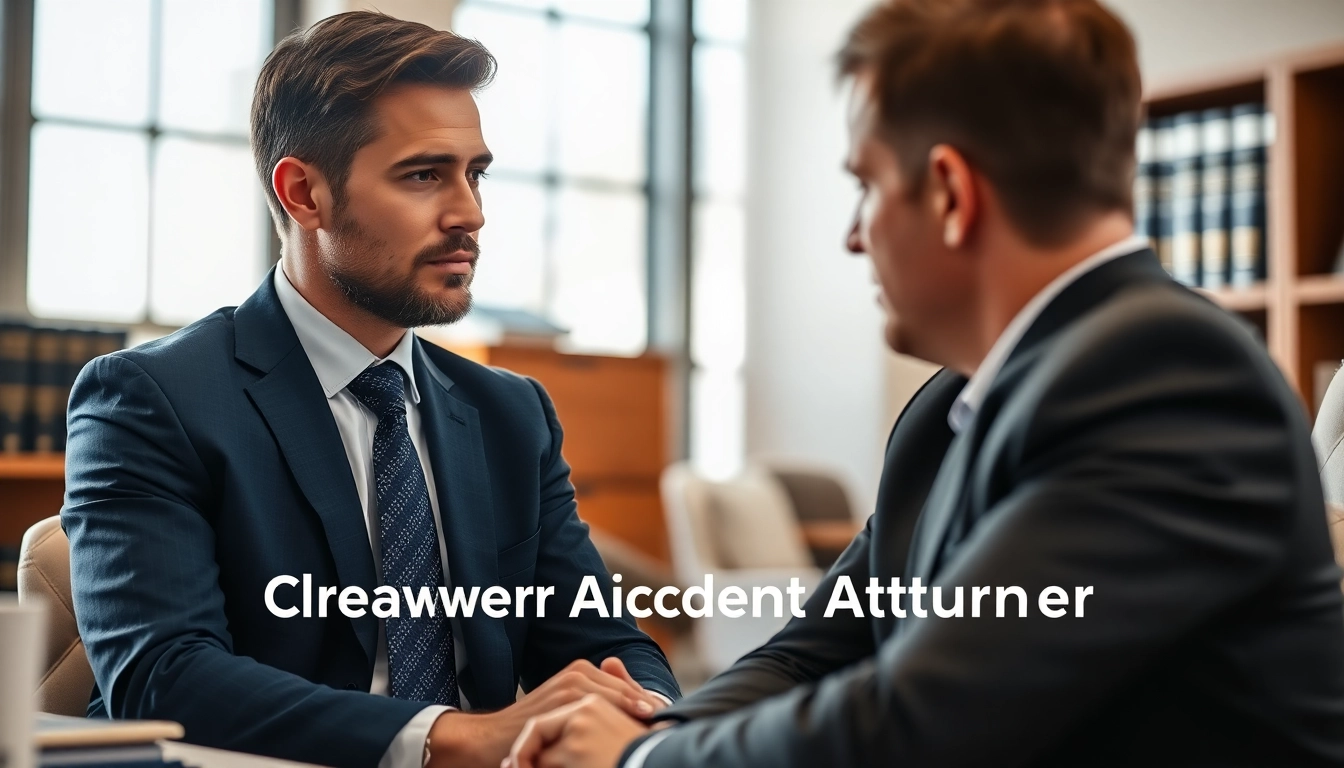 Clearwater truck accident attorney consulting a client in a professional office setting emphasizing trust and support.