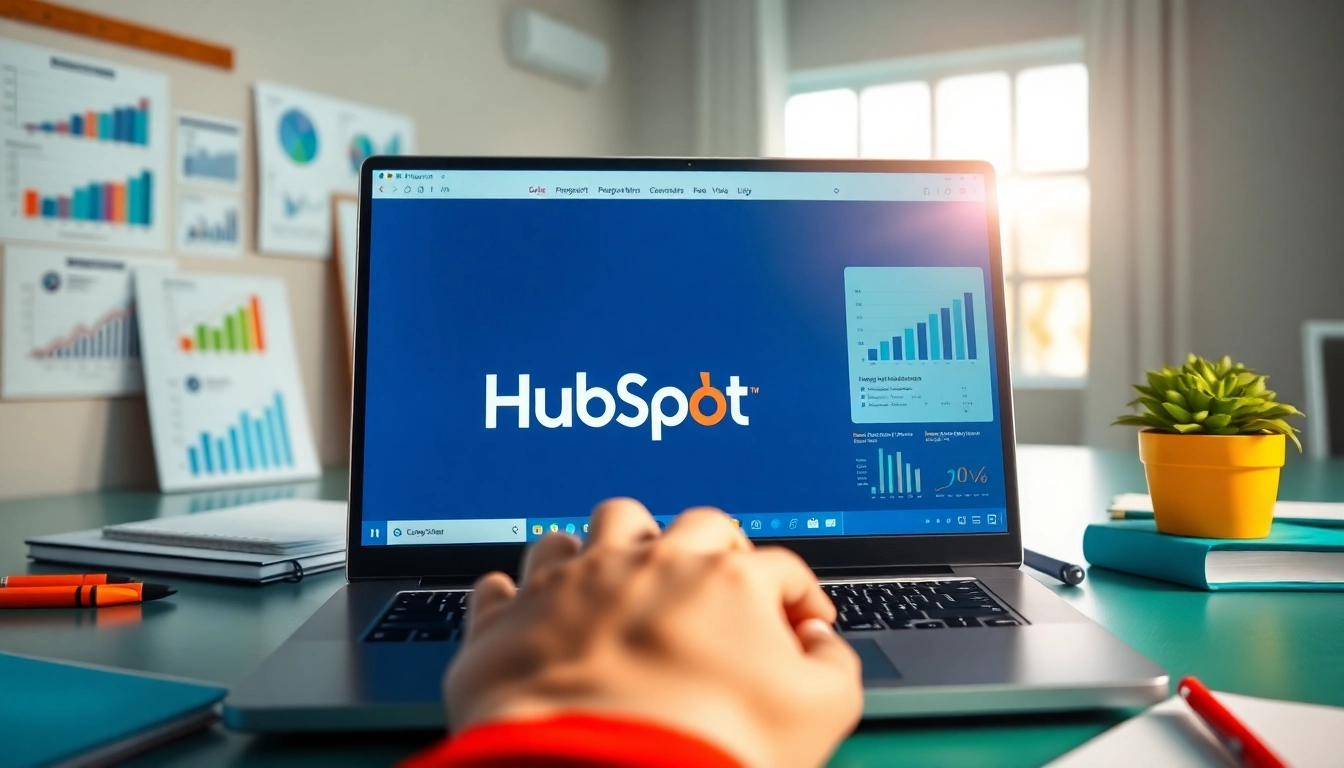 Integrate hubspot free into your marketing strategy with a professional workspace atmosphere.