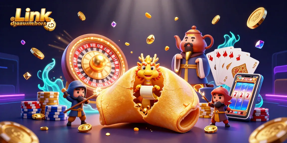 Engage with Link djarumbos as golden coins cascade around a wise dragon in this vibrant casino scene.