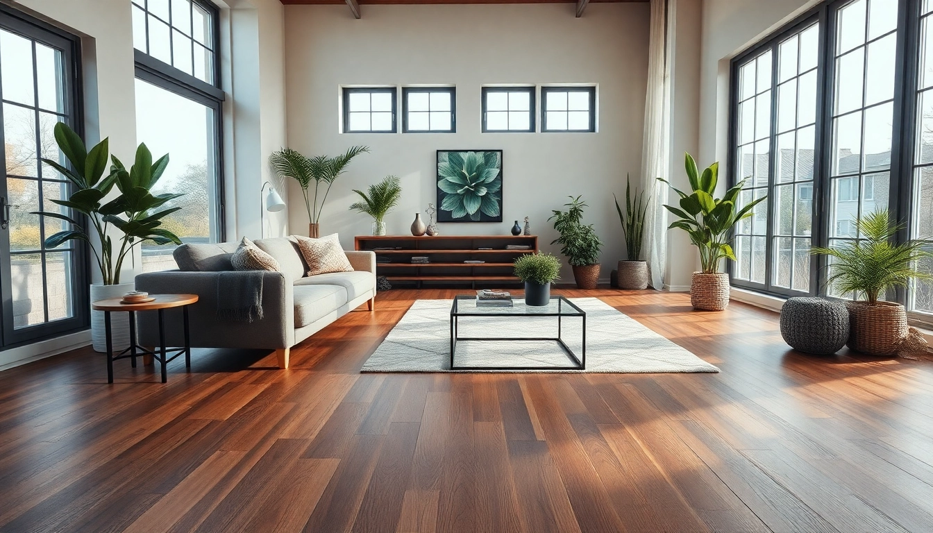 Showcasing luxurious vinyl flooring in a modern living room setting with vibrant decor.
