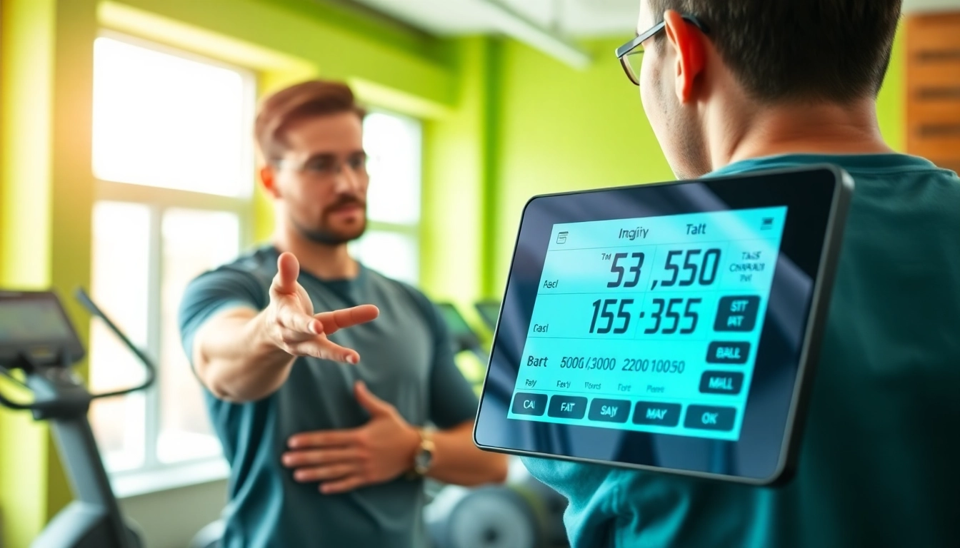 Calculate your body fat percentage calculator through interactive fitness display.