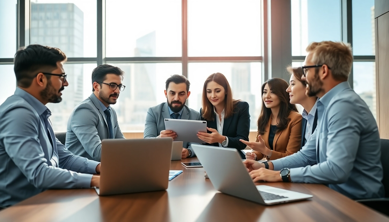 Showcasing founder leadership insights through a diverse group of professionals engaged in discussion.