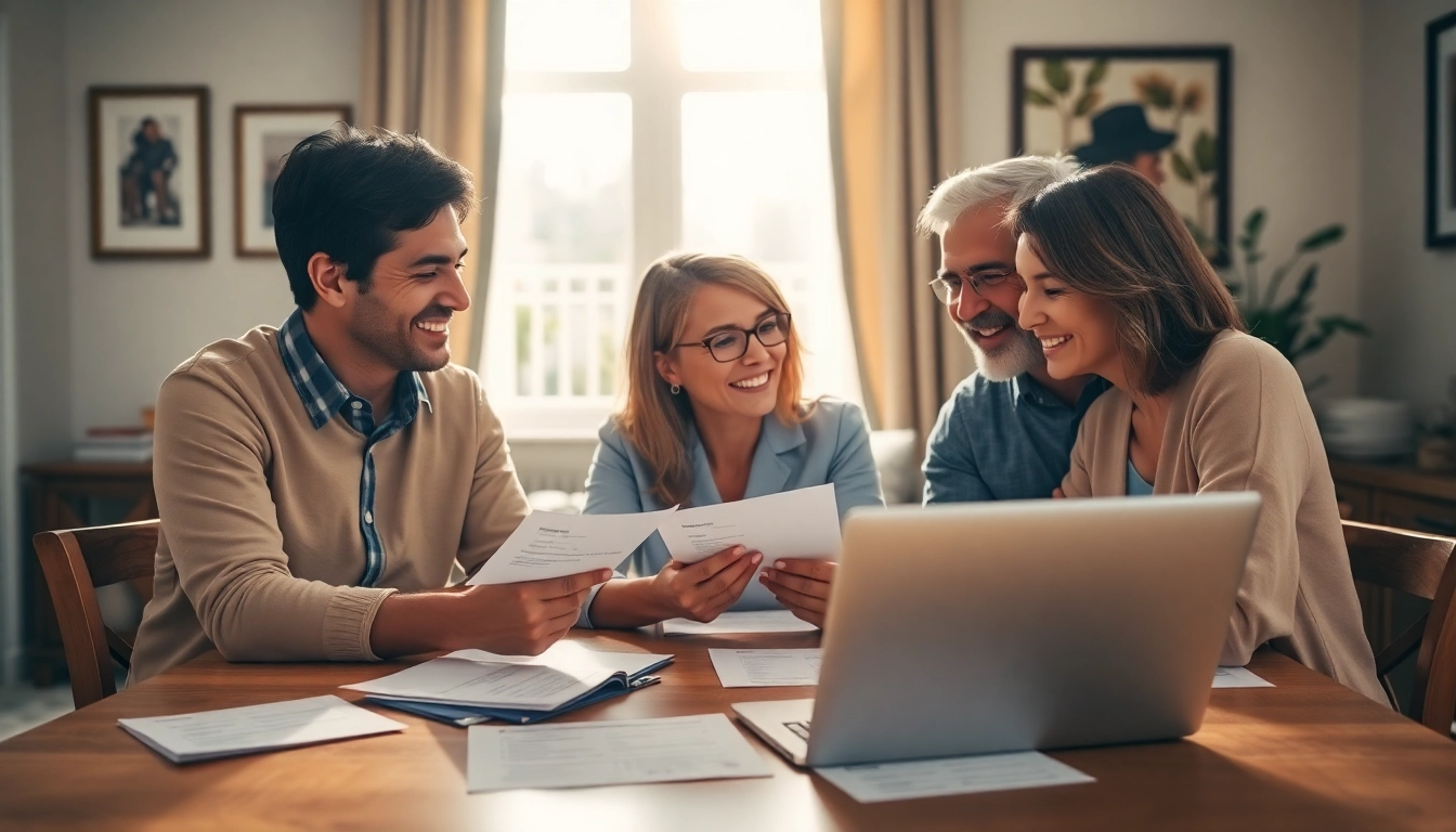Discussing Life insurance options in a supportive family setting with warm lighting.