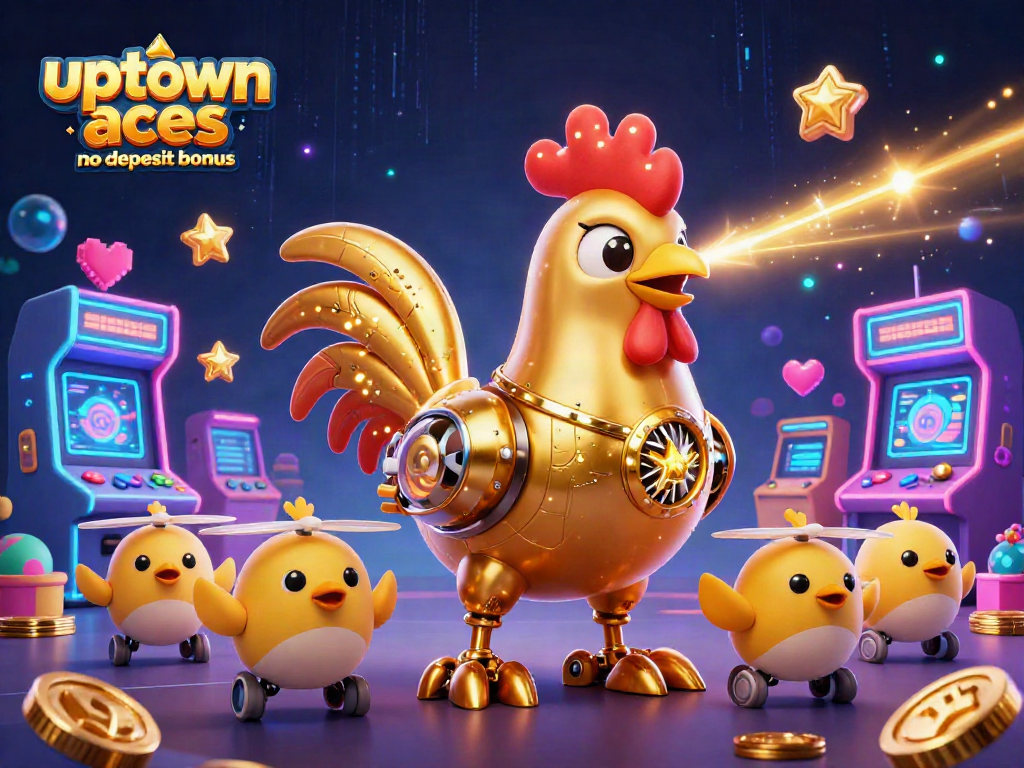 Experience the excitement of the Uptown Aces no deposit bonus through this lively casino-themed illustration.