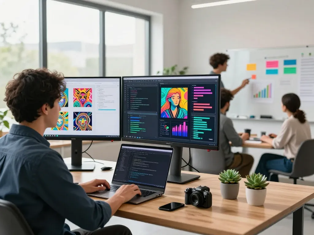 Transforming images into prompts using AI technology in a dynamic workspace.