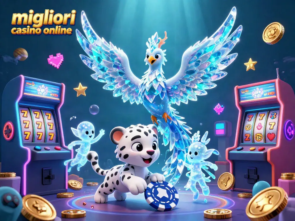 Scopri i migliori casino online mentre giochi con un fenice di ghiaccio e un cucciolo di leopardo in un'ambientazione incantevole.