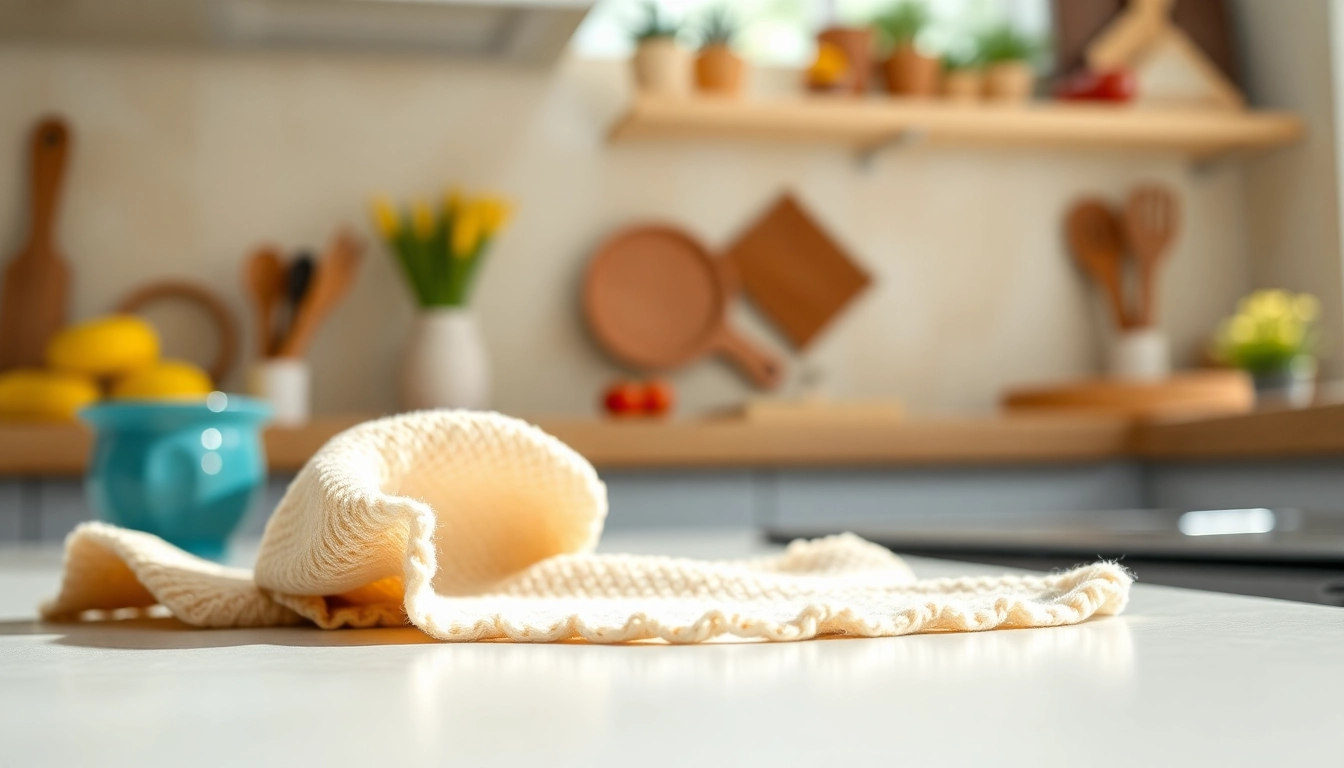 Wafeldoek met prachtige textuur en kleuren in een zonnige keuken
