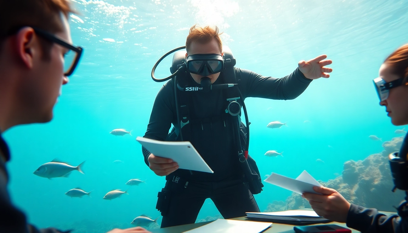 Das Bild zeigt engagierte Schüler, die SSI Theorie Kurse unter Wasser lernen.