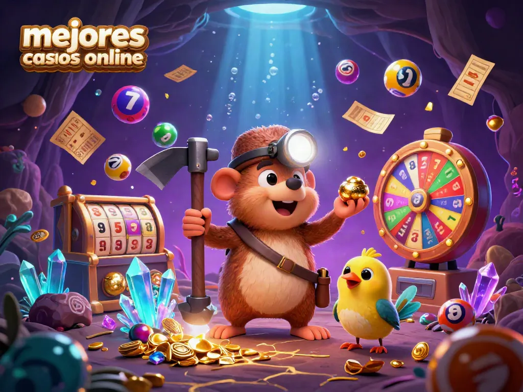 Juega en los mejores casinos online mientras disfrutas de la emoción del juego en esta colorida escena.