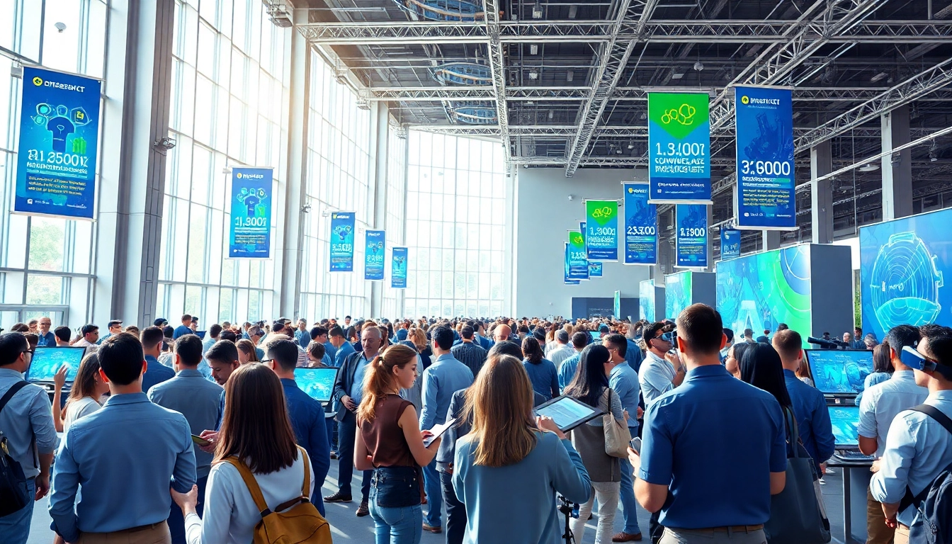 Engaging attendees at a technology conference showcasing technology advancements and innovations.