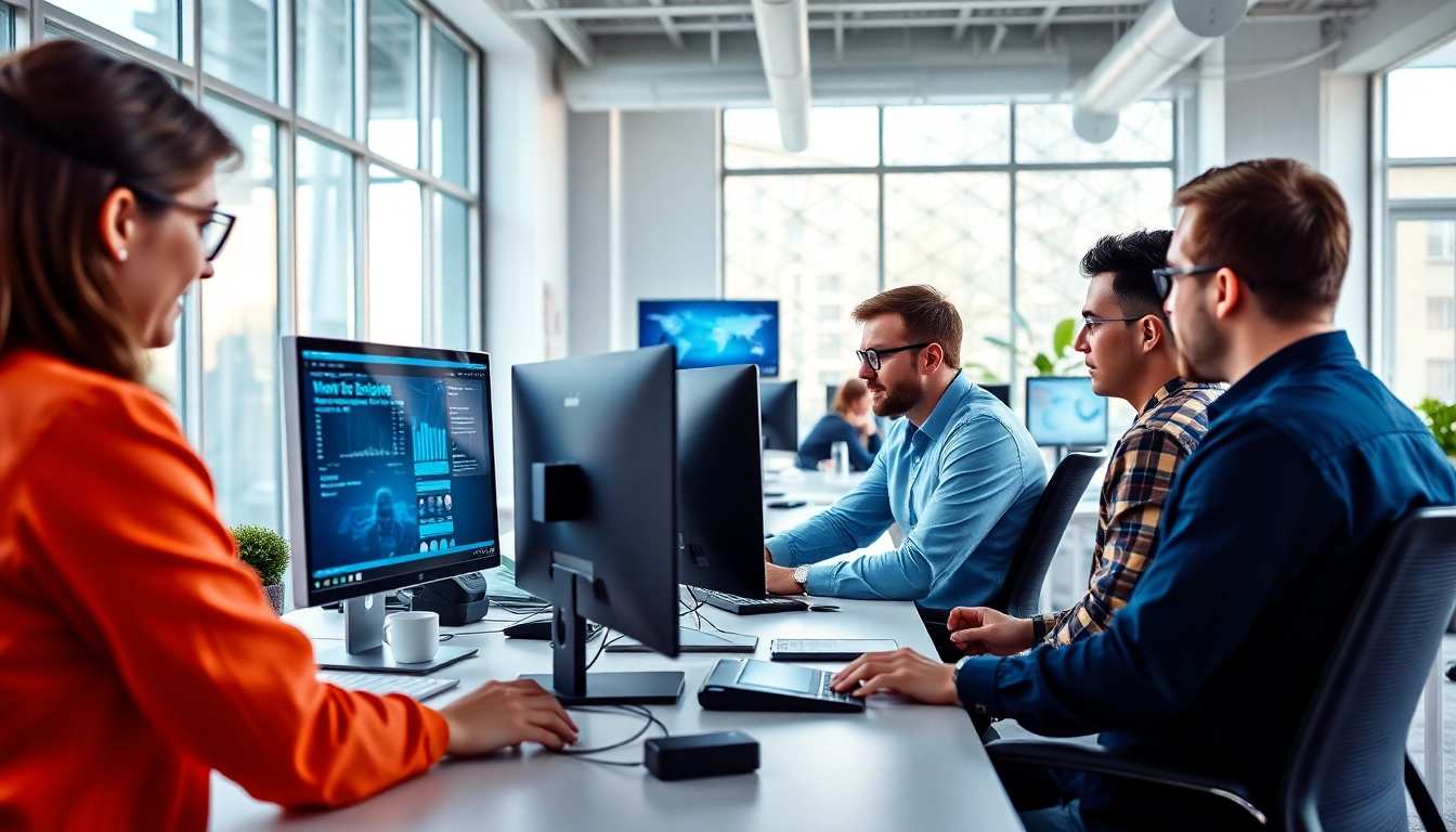 Hüsig Webdesign Marketing zeigt das kreative Team in einem modernen Büro bei der Zusammenarbeit.