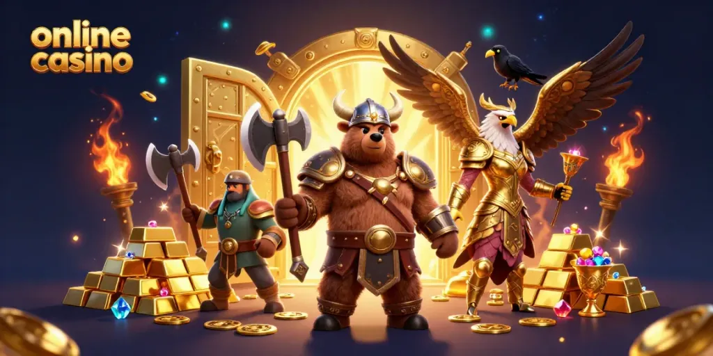 Experience the thrill of an online casino with a dynamic Viking scene packed with treasures and adventure.