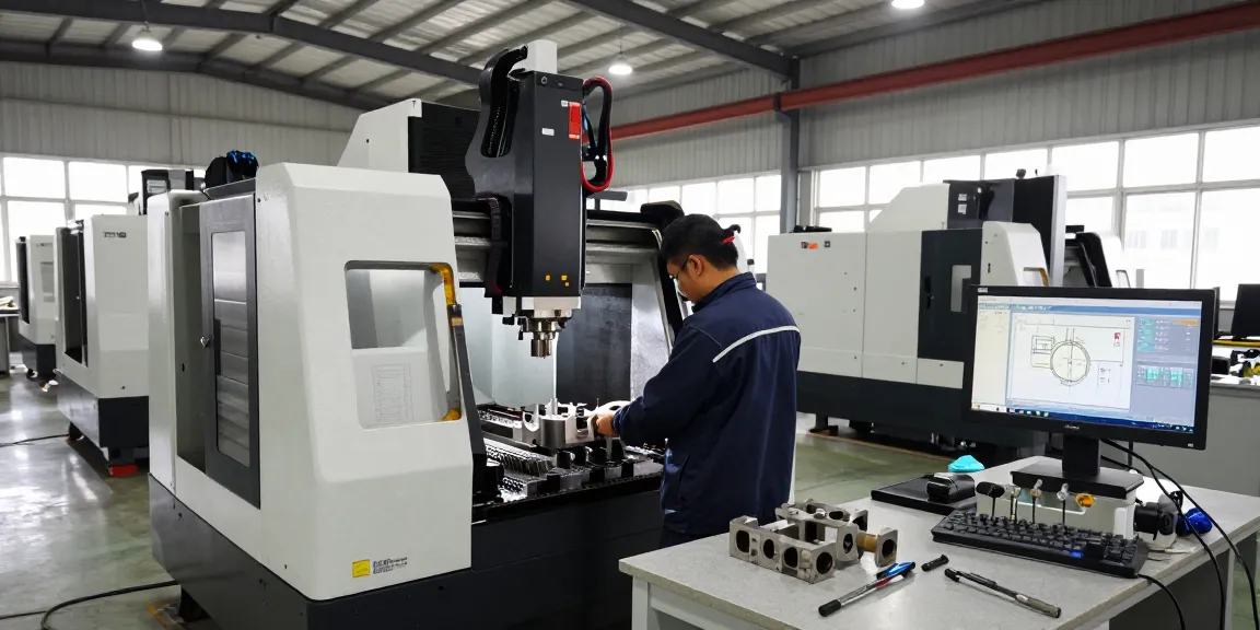 Precision CNC machining supplier workshop with skilled machinist operating a CNC milling machine.