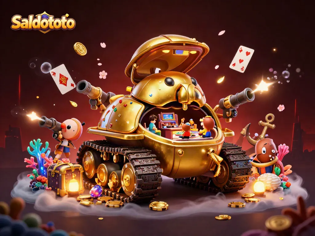 Saldototo menghadirkan pengalaman taruhan yang mendebarkan melalui ilustrasi kasino mini dalam tank keledai emas besar.