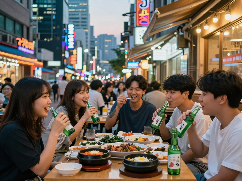 강남 달토에서 고급스럽고 다채로운 전통 요리와 친구들이 함께하는 모습