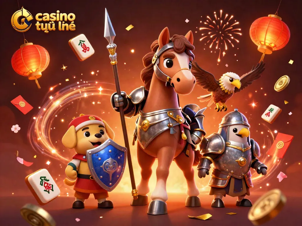 Hình ảnh sòng bạc trực tuyến với hiệp sĩ và chú chó, mang lại trải nghiệm chơi game đặc sắc.