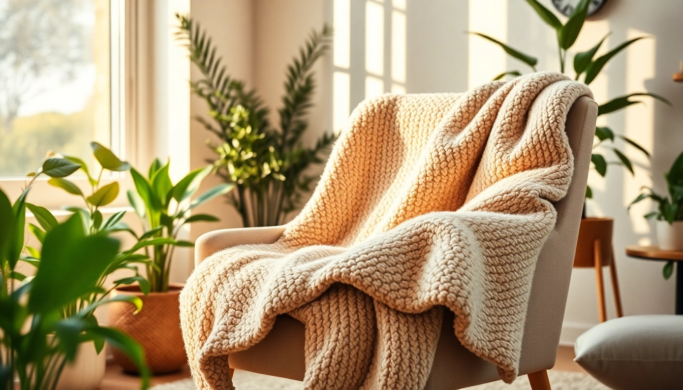 Fleece dekentje op een stijlvolle stoel in een gezellige woonkamer.