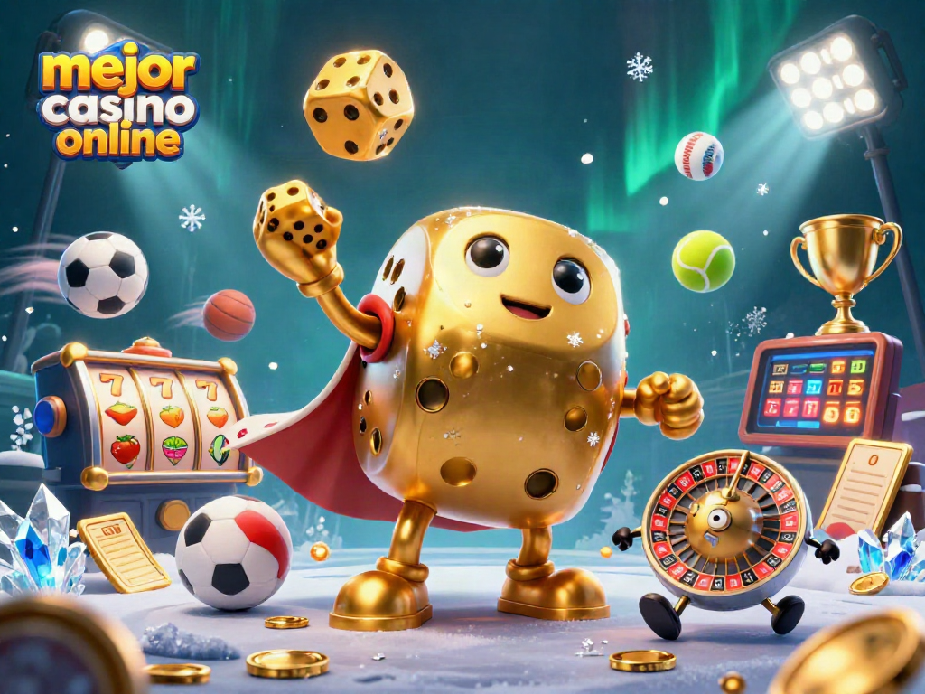 Juego emocionante en el mejor casino online con dados dorados y elementos de slots.