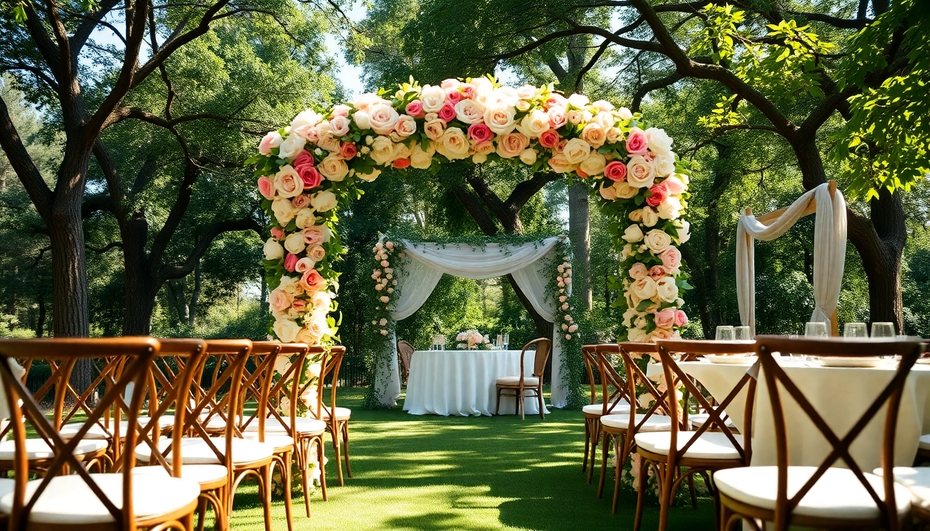 Captivating view of a Jacksonville Wedding Venue’s floral setup for a romantic ceremony.