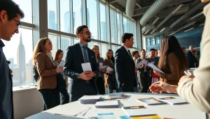 Explore new york jobs at a vibrant job fair in New York City showcasing diverse applicants.