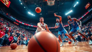 nba중계 중인 프로 농구 선수들이 치열한 게임을 펼치는 모습