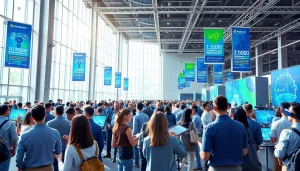 Engaging attendees at a technology conference showcasing technology advancements and innovations.