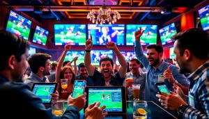 Engaging scene of online sportsbooks India showing bettors enjoying a thrilling sports betting experience.