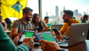 Engaged bettors exploring the best sports betting sites Brazil on mobile devices.