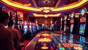 Experience the thrill of online casino Canada with vibrant gaming action and luxurious interior.
