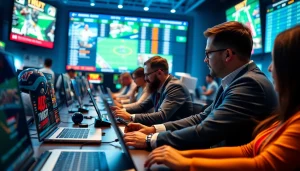 Engaging scene of online sportsbooks Georgia illustrating active betting on various sports.