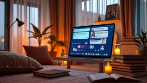 Engaging interface for sex chat ai platform in a cozy home office