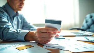 카드현금화 방법을 고민하는 전문가의 모습과 신뢰할 수 있는 서류들.
