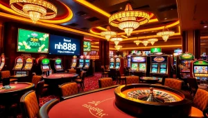 Experience thrilling gaming at https://nh88vn.net/ with luxury casino tables and vibrant slot machines.