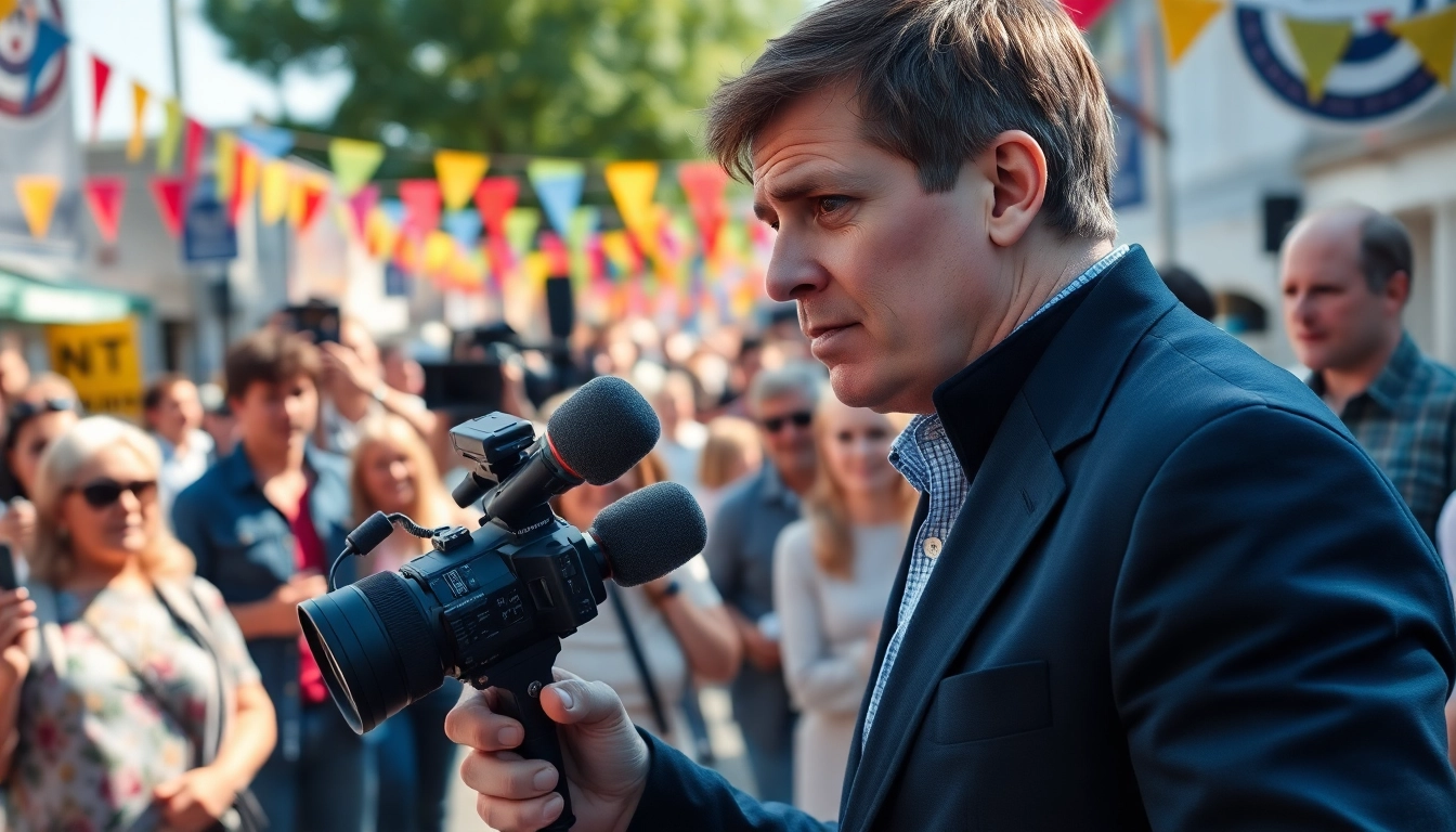 Engaged reporter at a local event showcasing https://www.thedailynewsonline.com community connection.